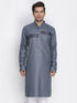 Vastramay Men's Grey Color Cotton Blend Kurta